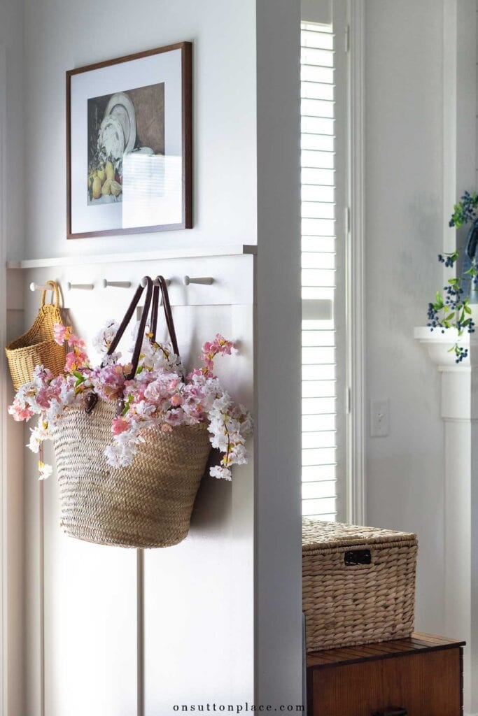 basket decor ideas market basket on hooks board and batten