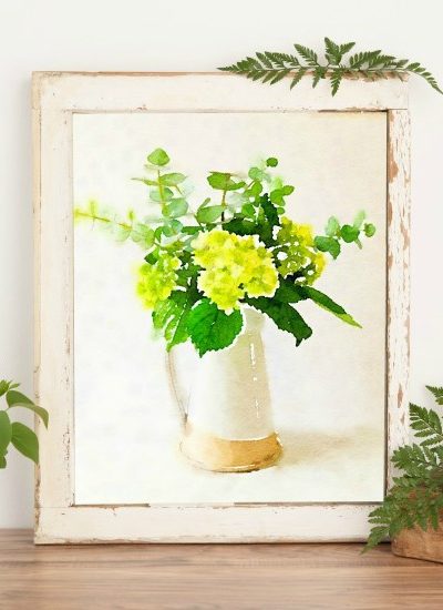 hydrangeas in pitcher framed fi
