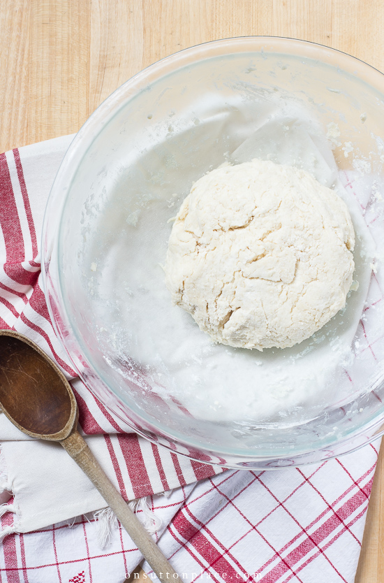 sour cream shortcake biscuits dough in bowl