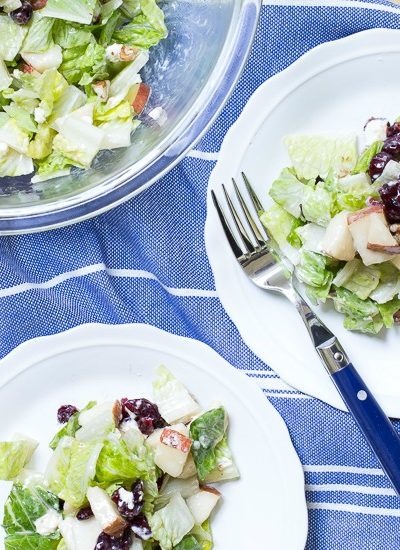 cranberry pear salad on plates fi