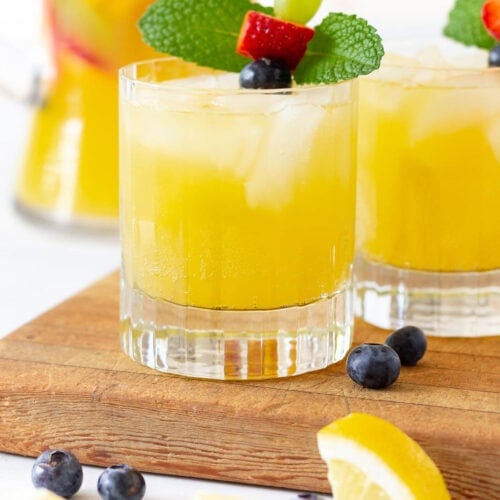non alcholic white sangria recipe with fruit garnish