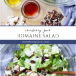 romaine salad recipe with cranberries and pear collage pin