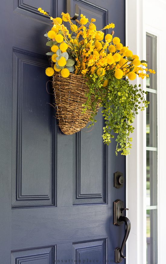blue door with fall basket