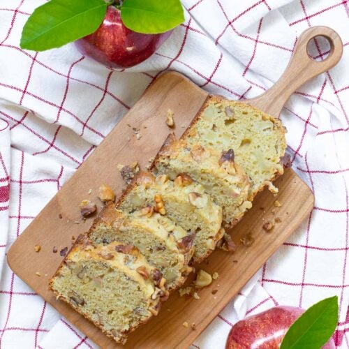 loaf of apple bread sliced