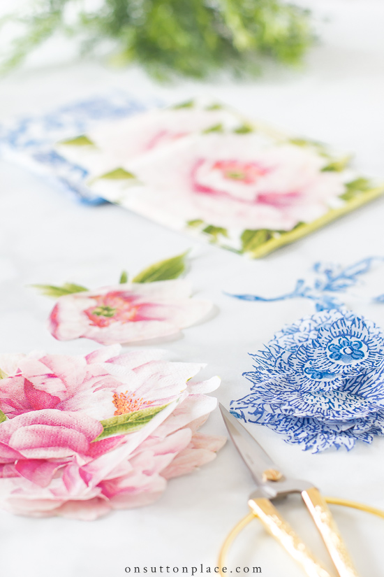 cut out napkins for mod podge craft