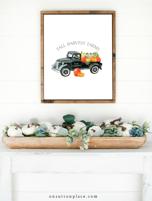 black truck with pumpkins framed 625