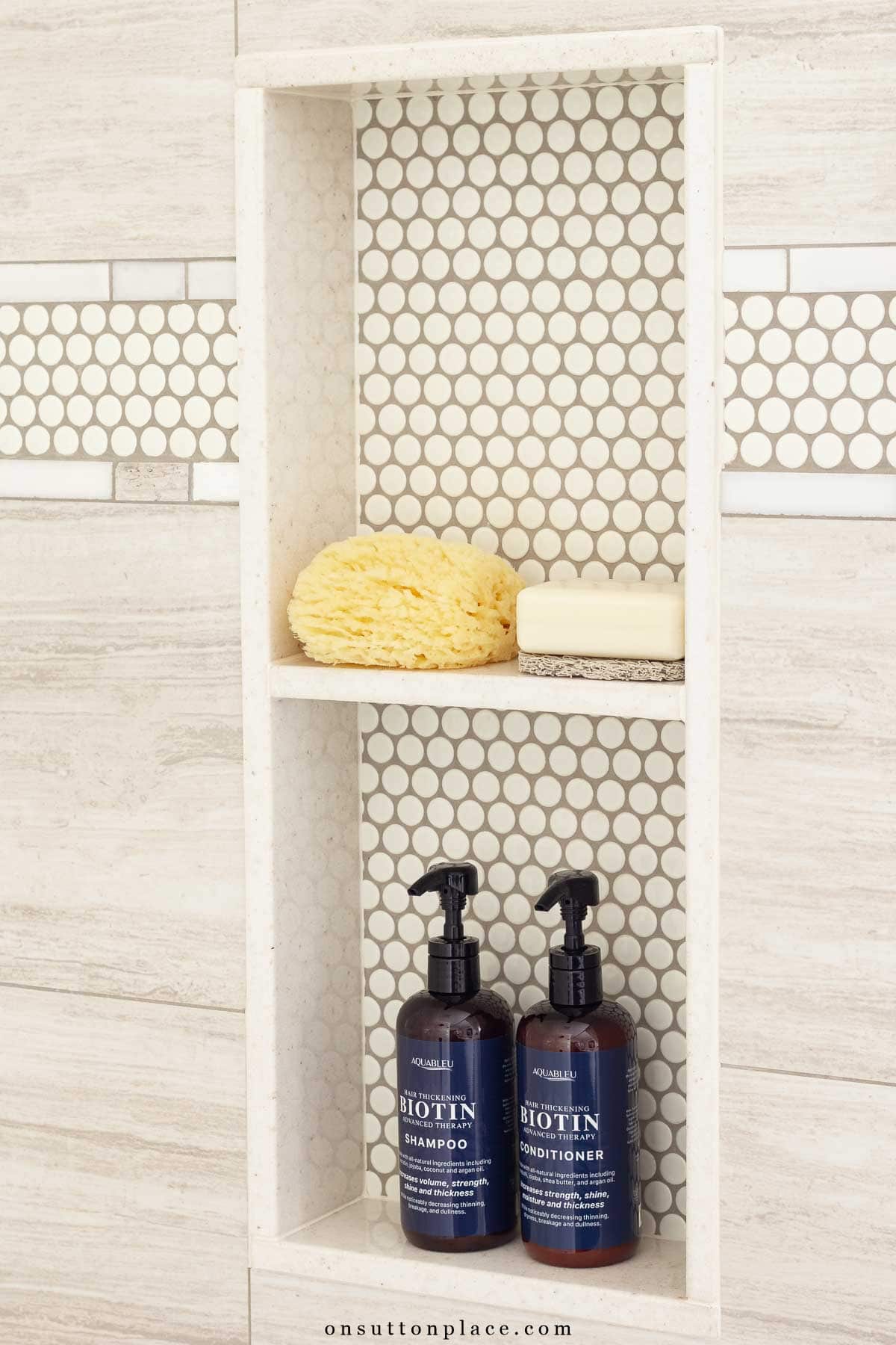 small bathroom remodel niche in tub surround tile