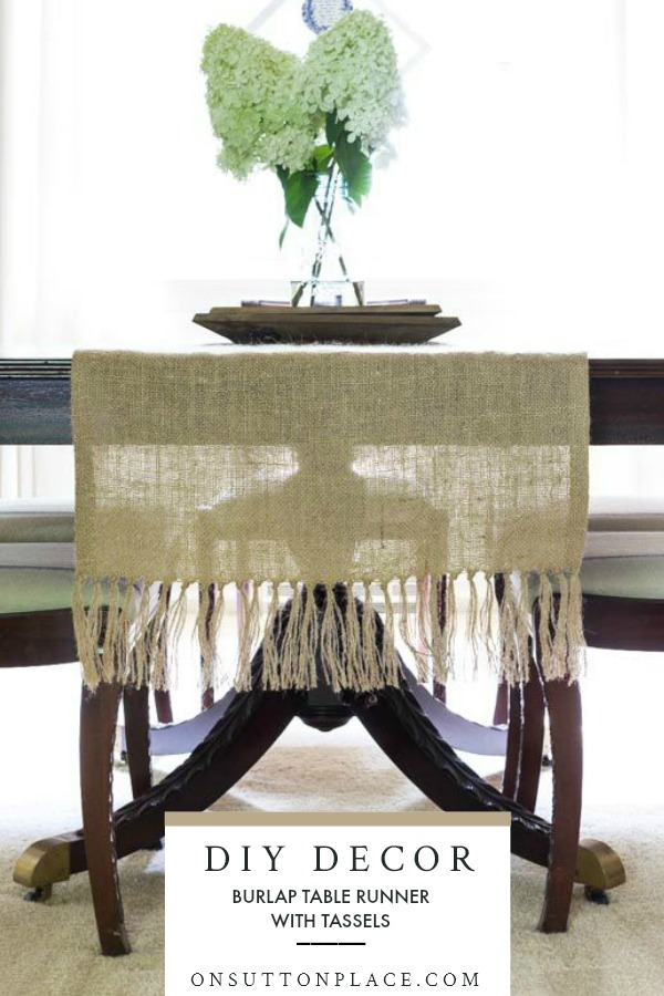 DIY Burlap Table Runner with Tassels On Sutton Place