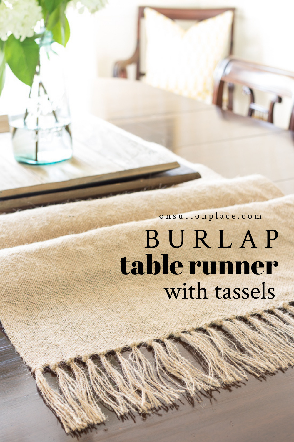 DIY Burlap Table Runner with Tassels On Sutton Place