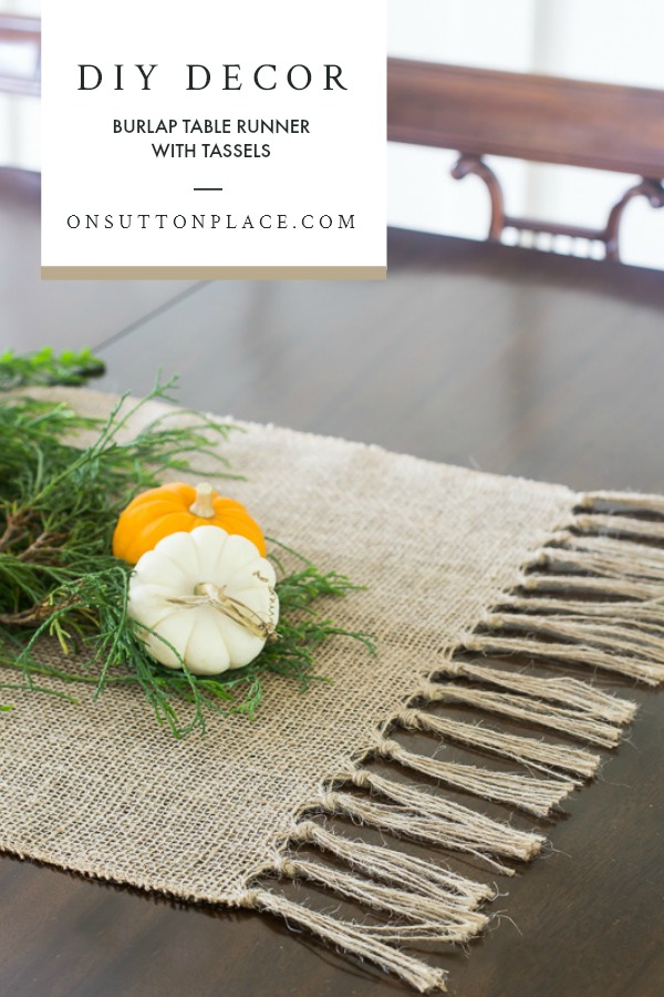 DIY Burlap Table Runner with Tassels On Sutton Place