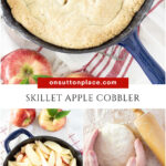skillet apple cobbler recipe collage pin