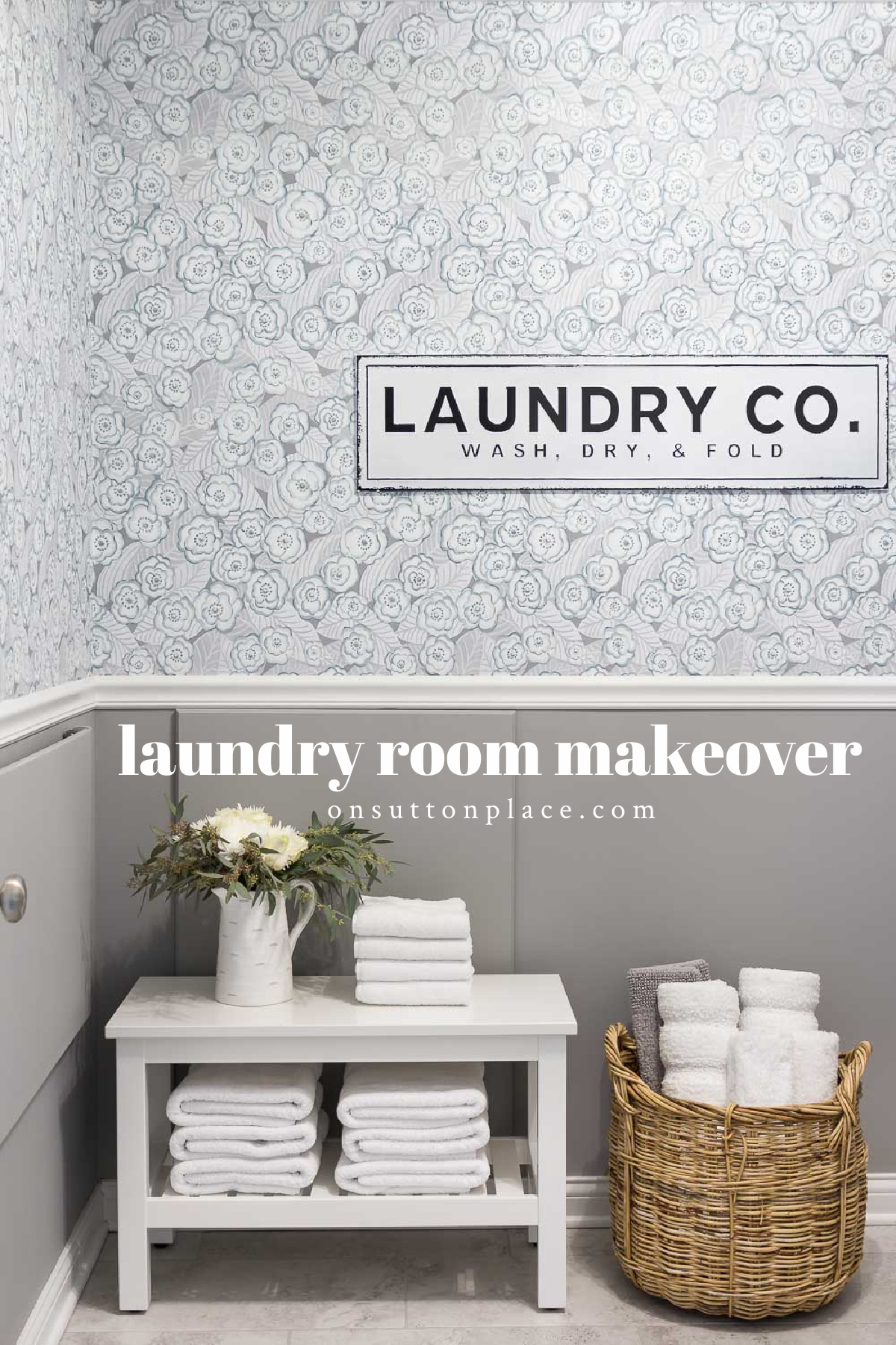 Laundry Room Makeover with Peel & Stick Wallpaper On Sutton Place