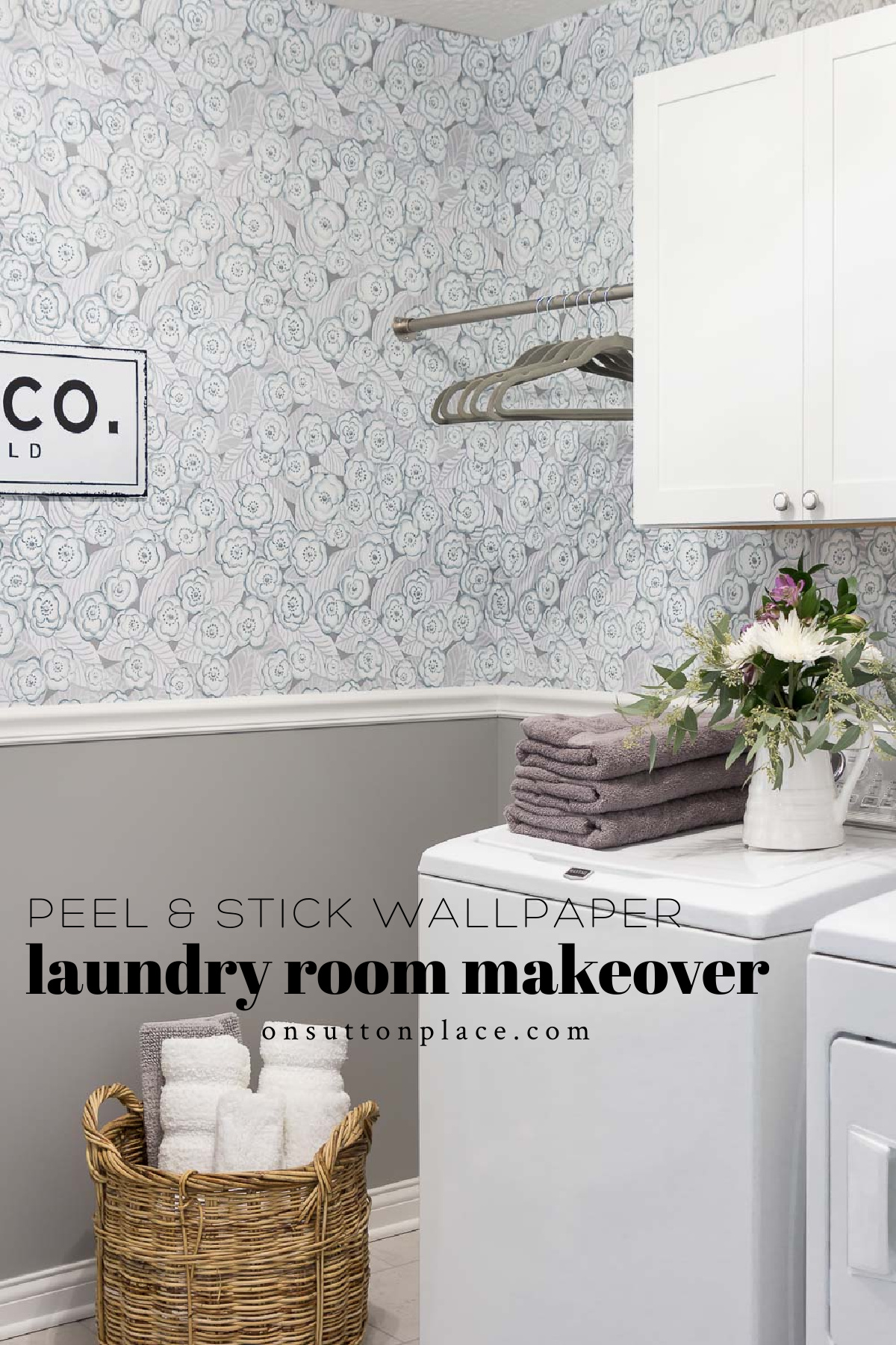 Laundry Room Makeover with Peel & Stick Wallpaper On Sutton Place