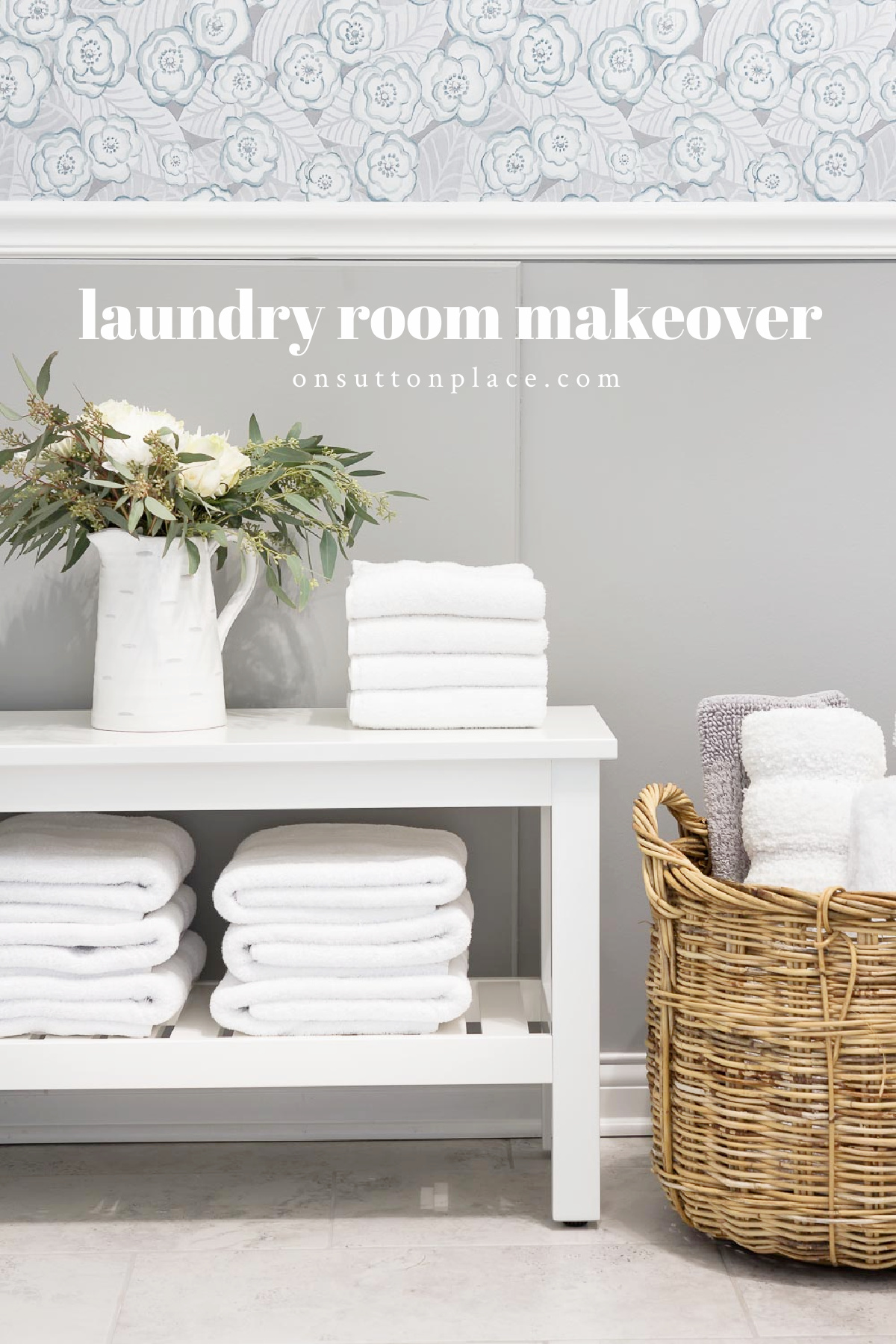 Laundry Room Makeover with Peel & Stick Wallpaper - On Sutton Place