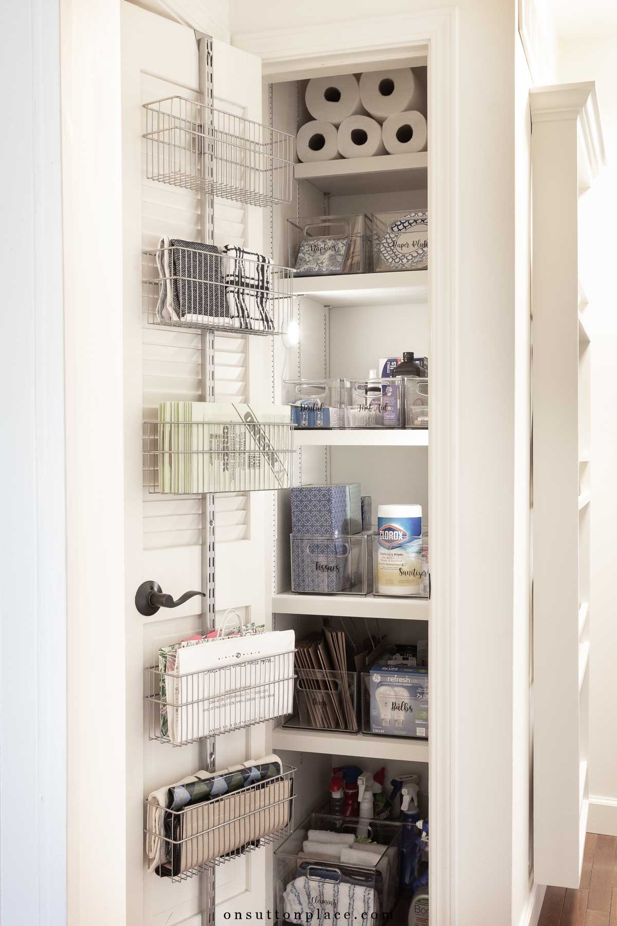 small closet makeover with mdesign bins finished