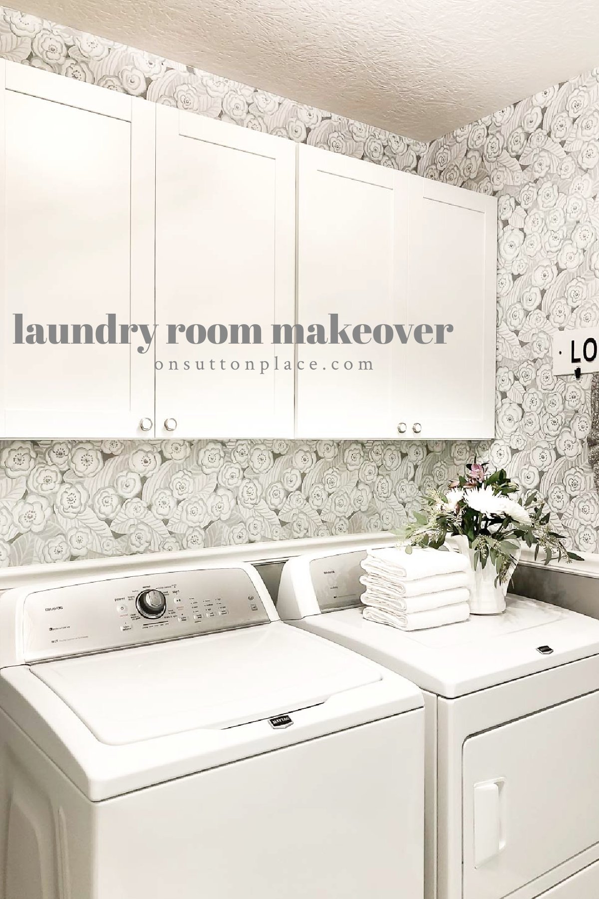 Laundry Room Makeover with Peel & Stick Wallpaper - On Sutton Place