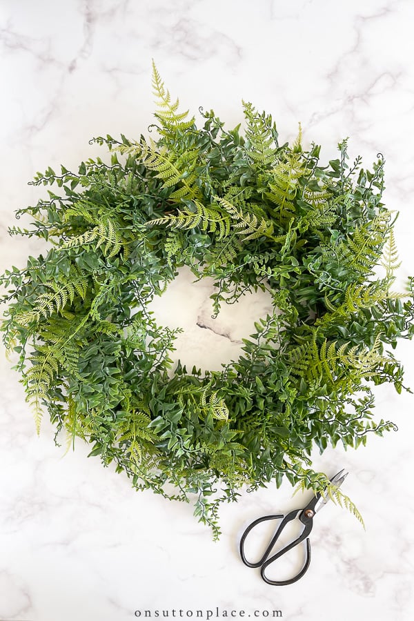 spring wreath with ferns