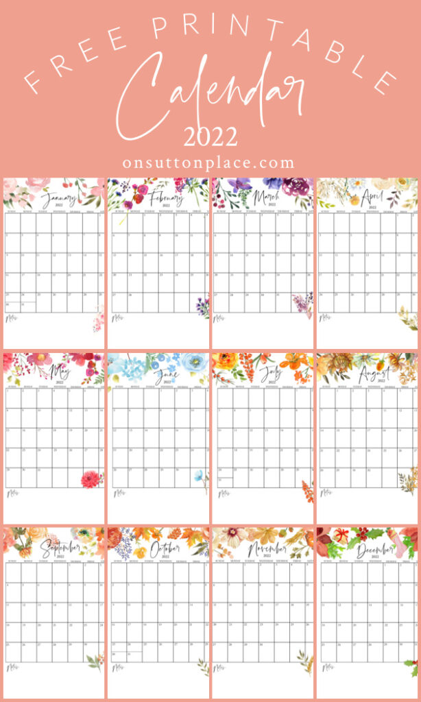 2022 calendar printable free with planner pages on sutton place