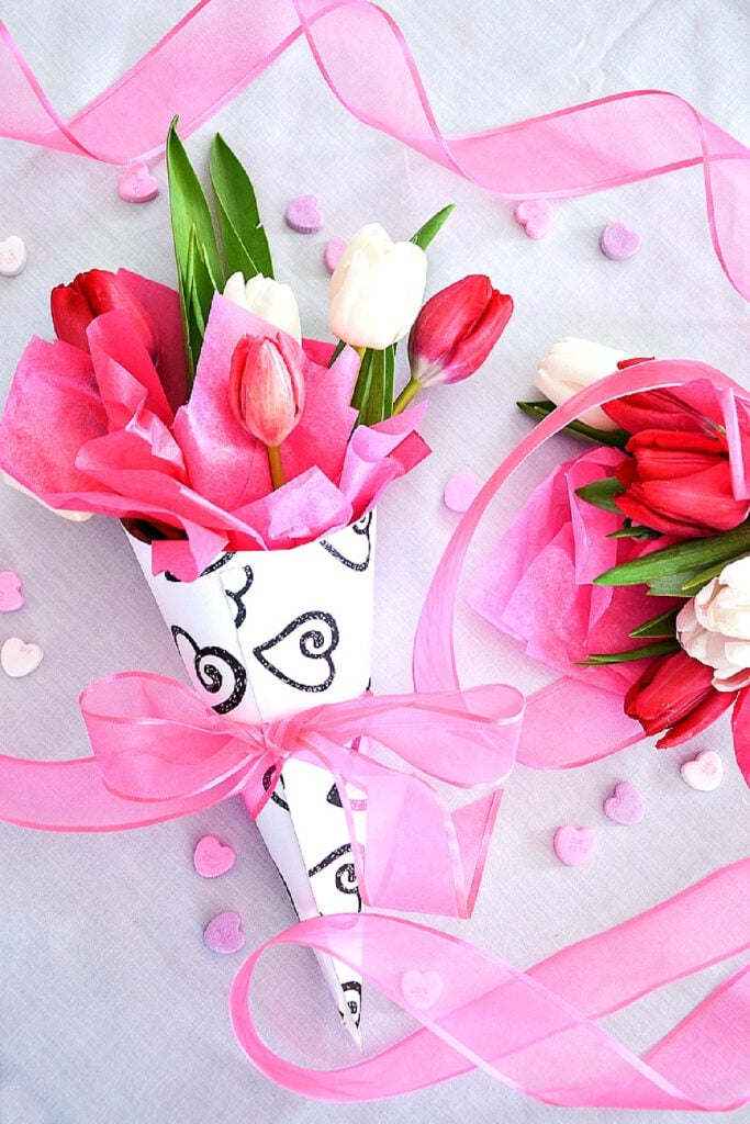 flower cone diy for valentine's day stonegable