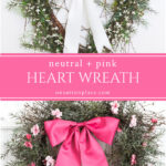diy heart wreath valentine's day pink decor collage pin