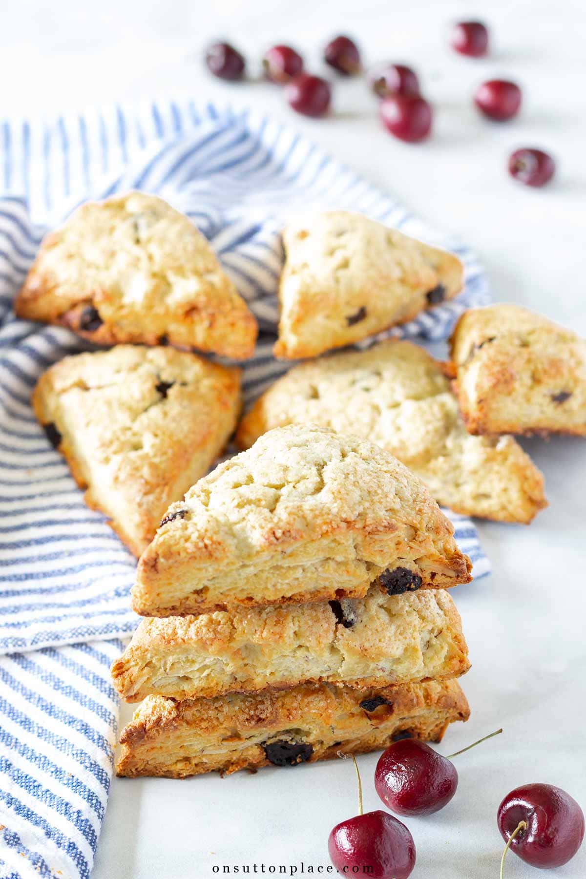 easy scones recipe with cherries and almonds baked