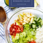 romaine salad recipe with apples and feta pin with text box