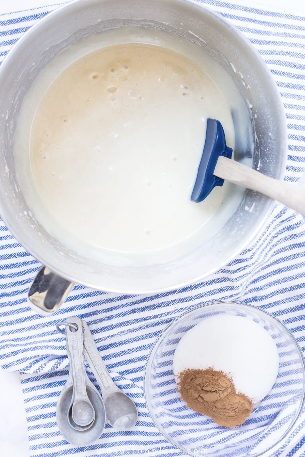 This sweet and simple cinnamon sugar muffins recipe uses basic pantry ingredients, and can also be made into cinnamon sugar bread. cinnamon sugar bread batter in bowl 2024a