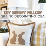 diy burlap Easter bunny pillow spring decorating idea pin