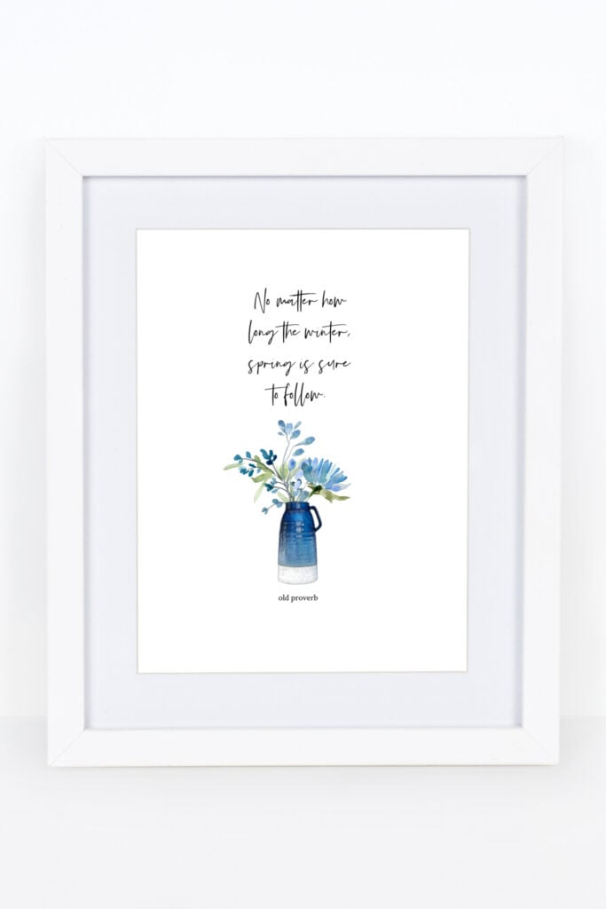 free spring printable in white frame