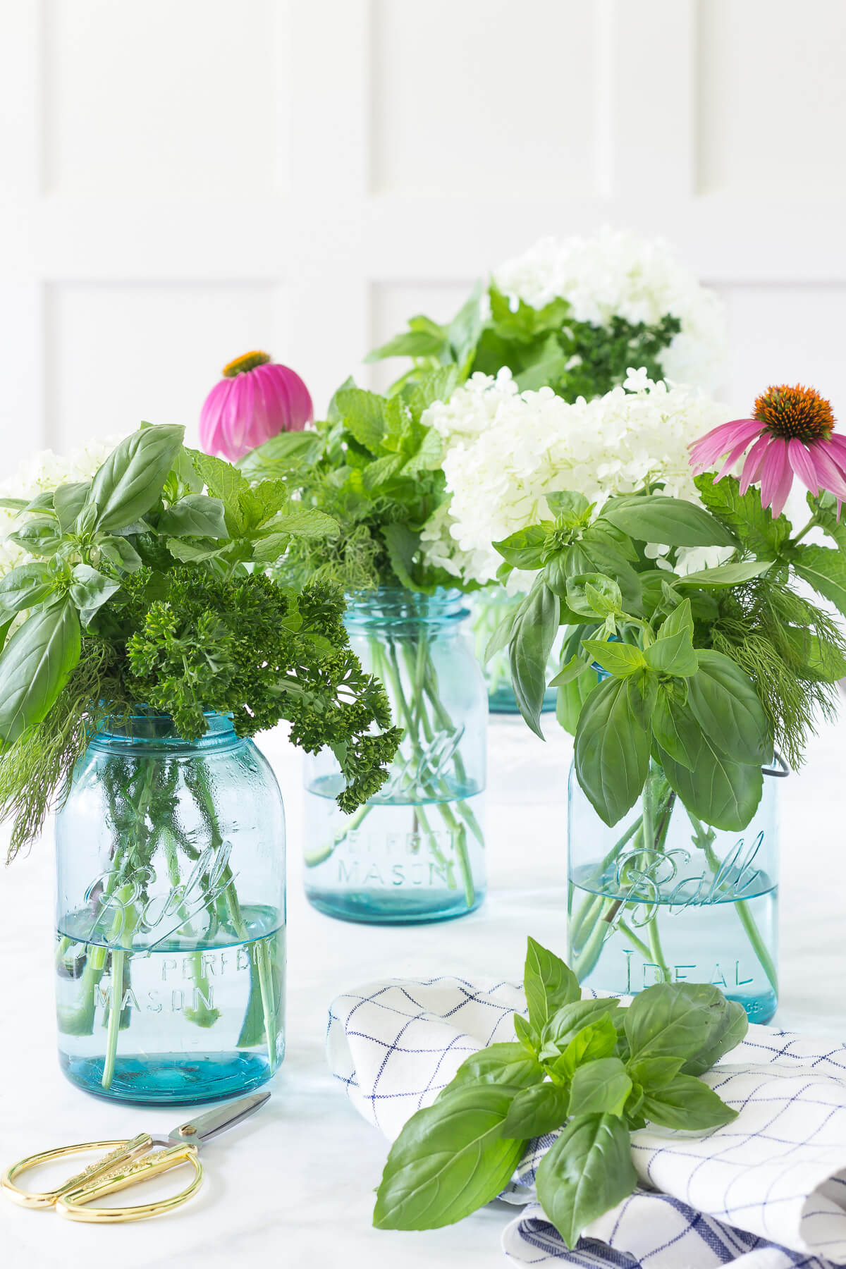 herbs in blue mason jar 2025