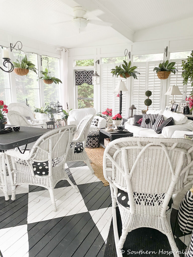 porch with wicker furniture