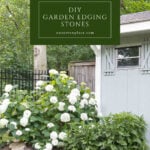 garden rock border ideas pin with text box