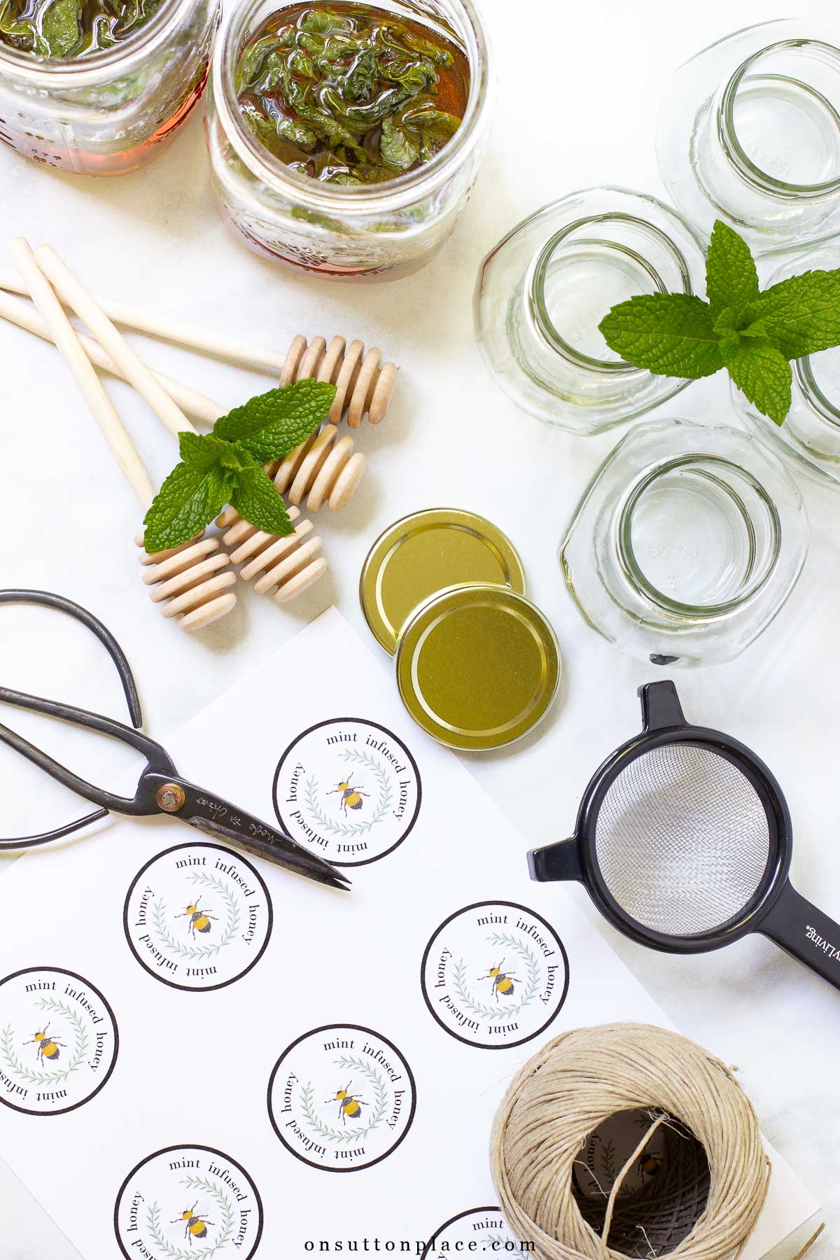 supplies needed for gifting mint infused honey