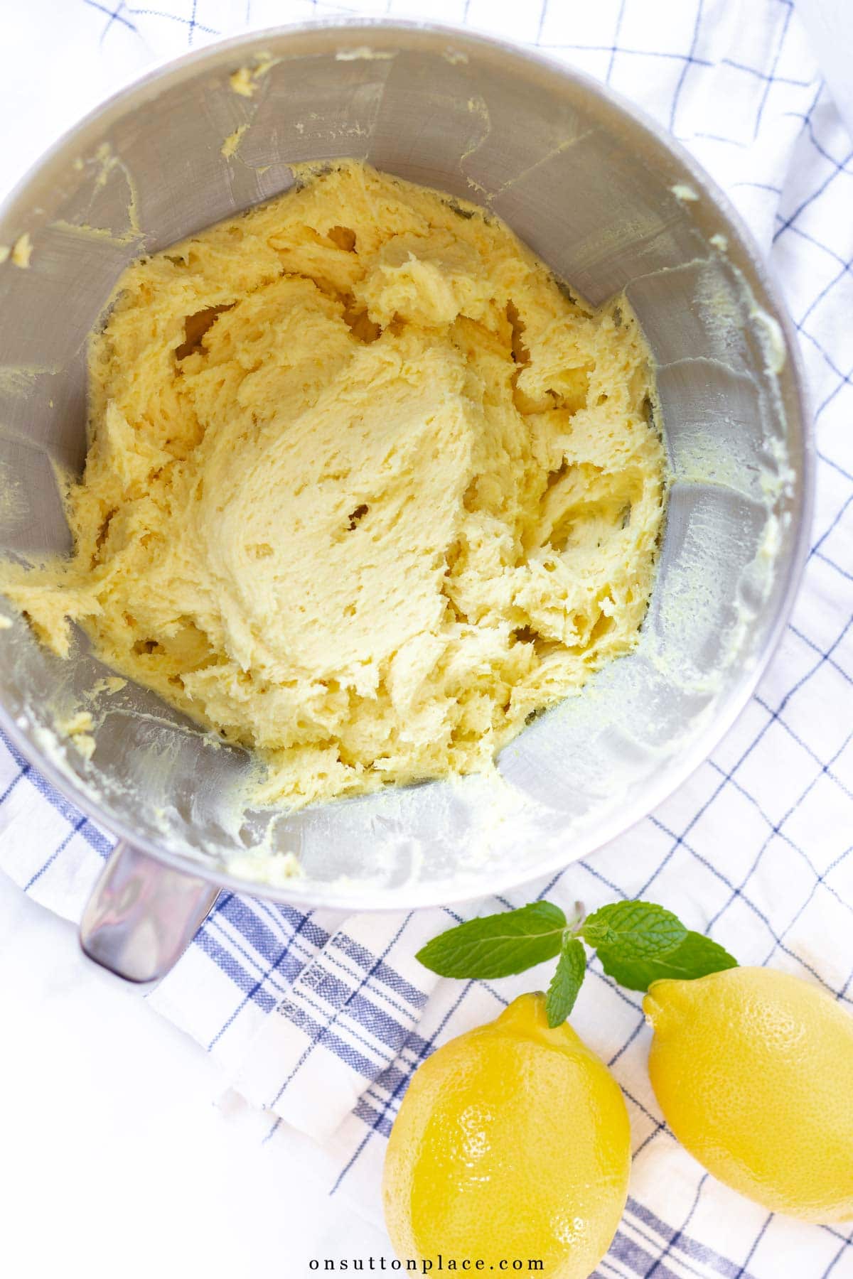 lemon cookies recipe batter in mixing bowl