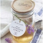 easy lavender syrup recipe pin with text