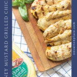 grilled chicken recipe honey mustard salad dressing pin with side text