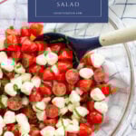 homemade caprese salad recipe pin with text box