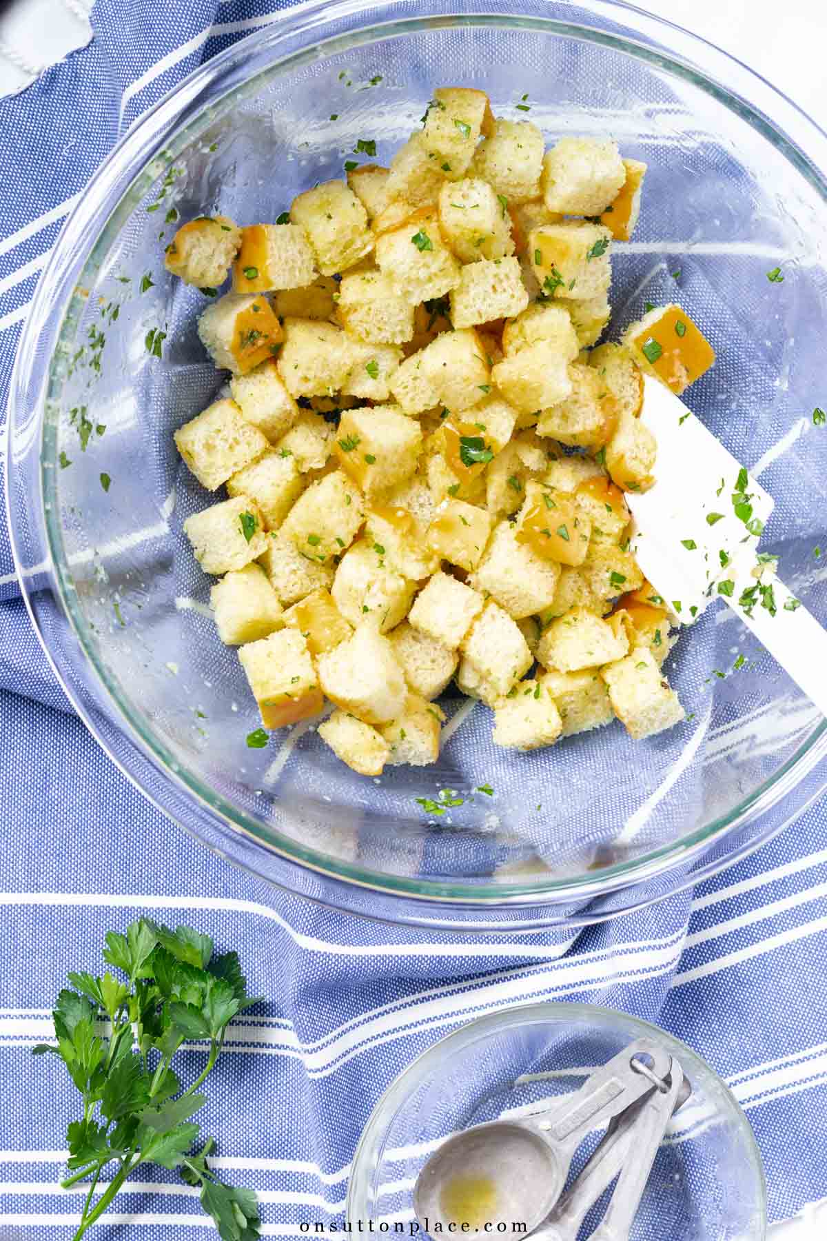 homemade croutons recipe in pyrex bowl 2025