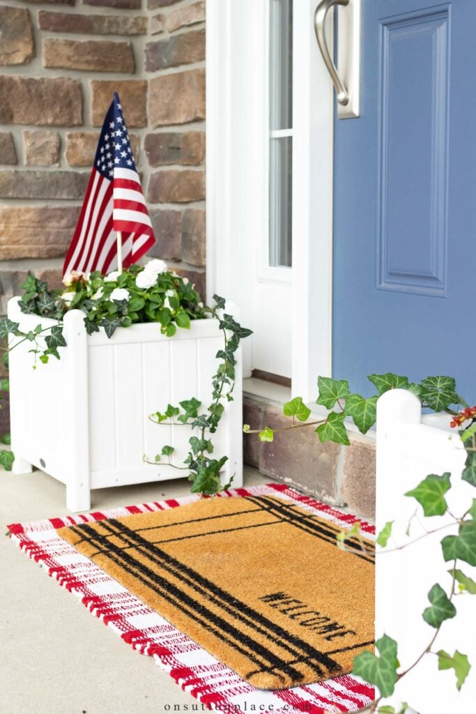 layered doormats in patriotic colors