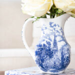 simple living and farmhouse style roses in transferware pitcher