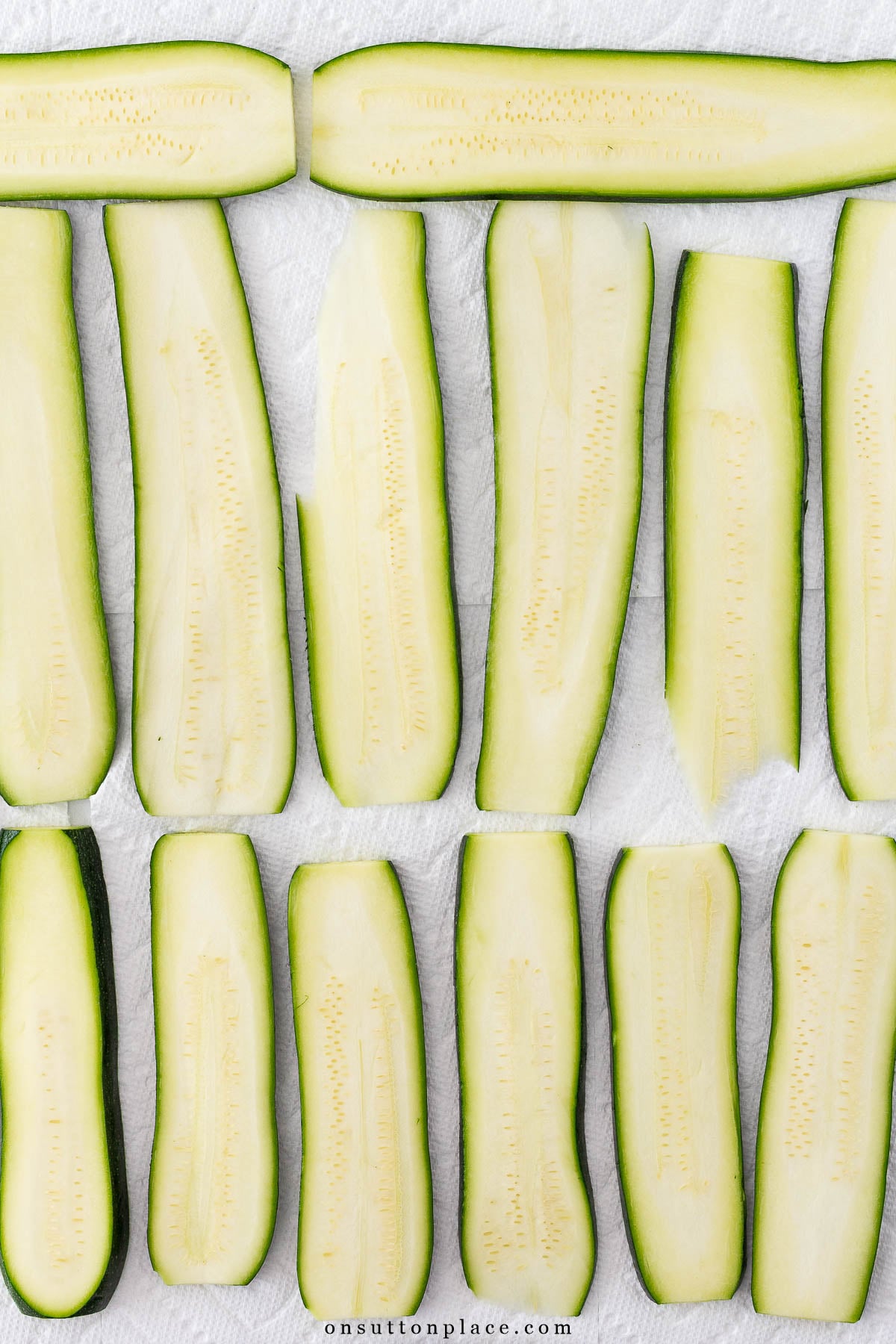 slices of zucchini for zucchini lasagna recipe