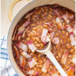 the best canned baked beans recipe pin with text
