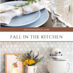 cozy affordable fall kitchen decor ideas collage pin with text