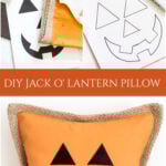 diy jack o' lantern halloween pillow collage pin