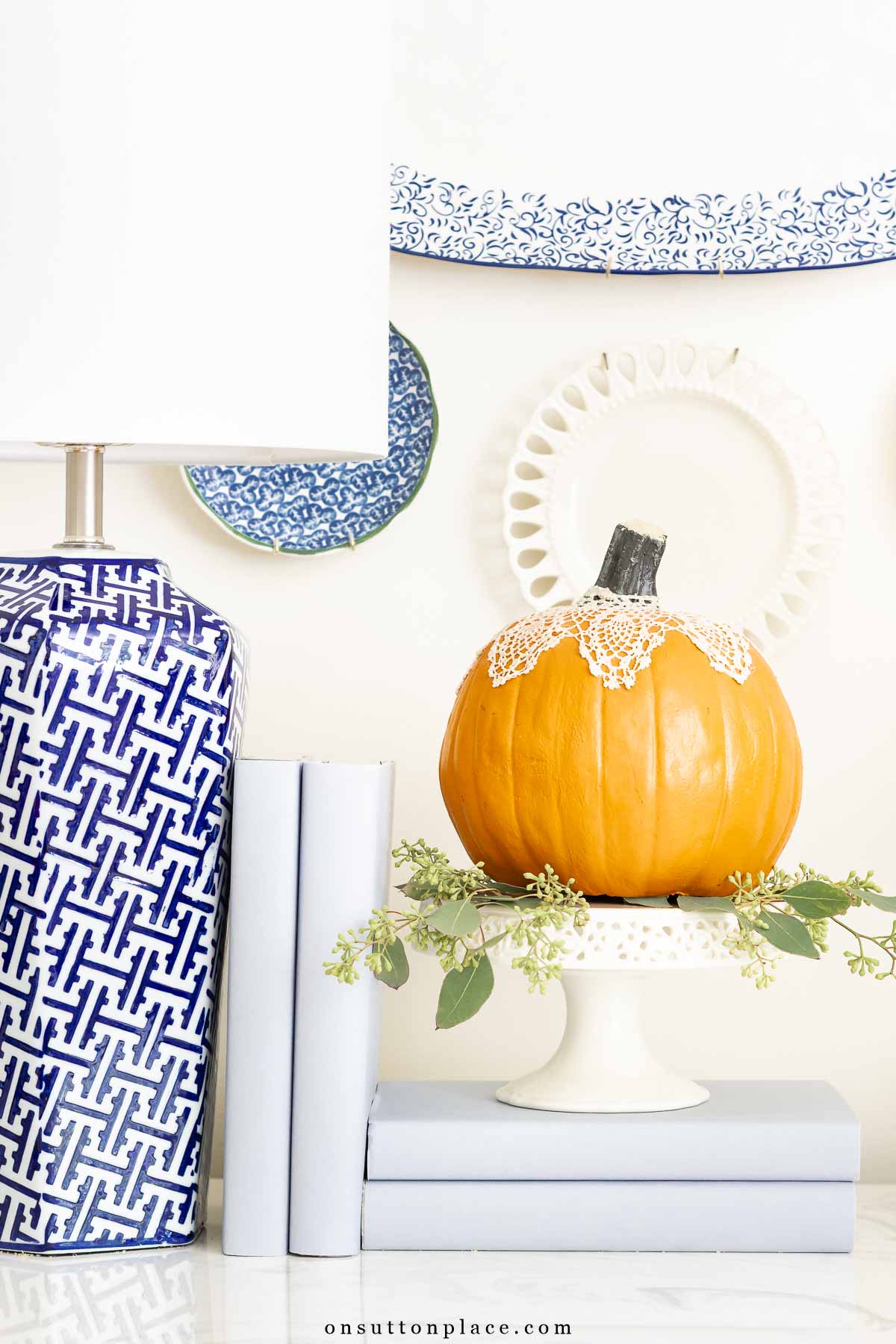 pumpkin decor for fall craft idea with mod podge