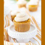 pumpkin snickerdoodle cupcakes recipe bordered pin