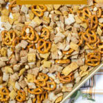 sweet chex mix recipe for fall tall pin text box