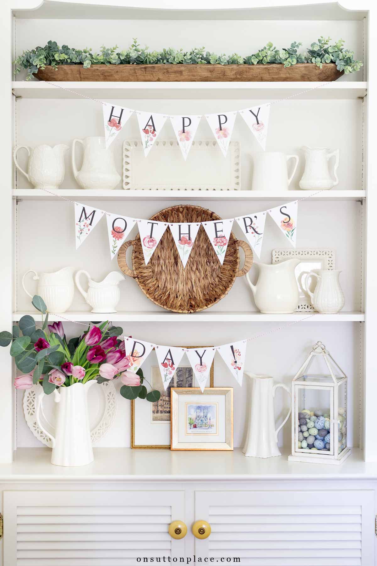 happy mother's day banner free printable craft for kids