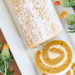 pumpkin roll recipe no towel parchment method tall pin text box