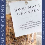 homemade granola recipe gift in a jar for Christmas tall pin